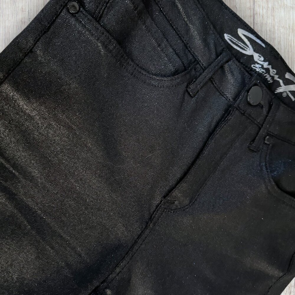 SEVEN 7 Black Sparkle Ultra High Rise Skinny Pants Jeans Holiday Glitter 8 - Picture 3 of 8